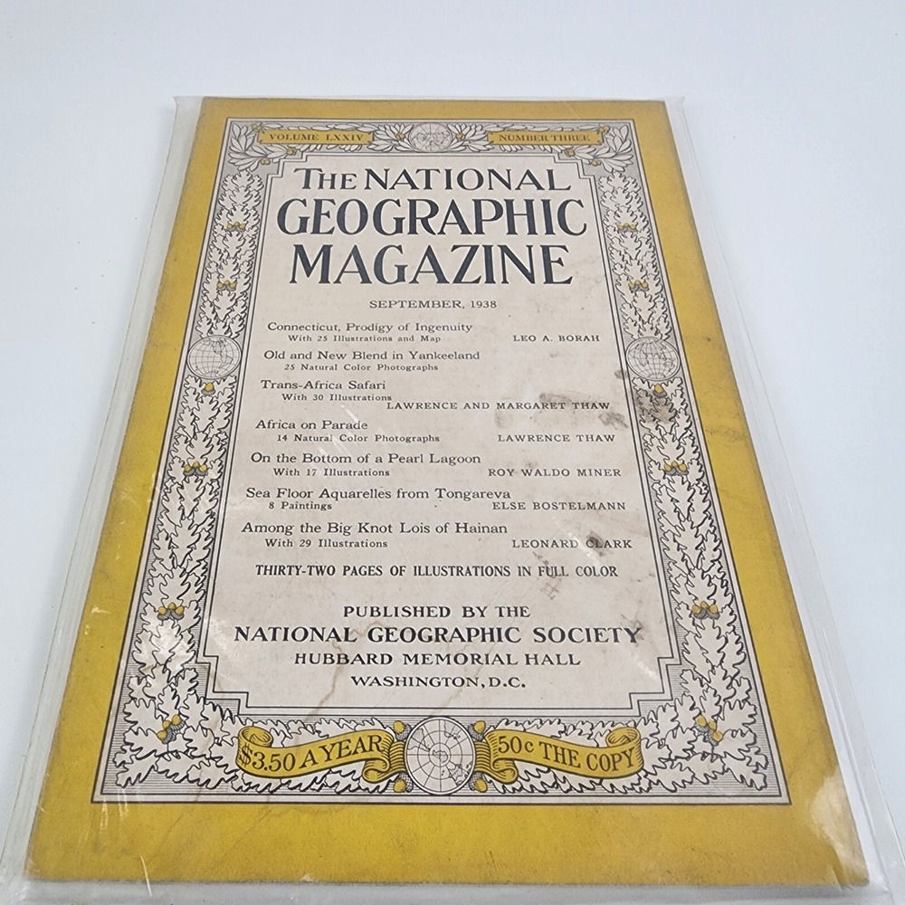 National Geographic Magazine September 1938 Noโ Insert